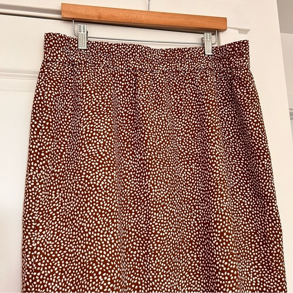 J. Crew Spotted Animal Print Midi Skirt Women’s Large Brown Cream Western Career - Picture 5 of 10